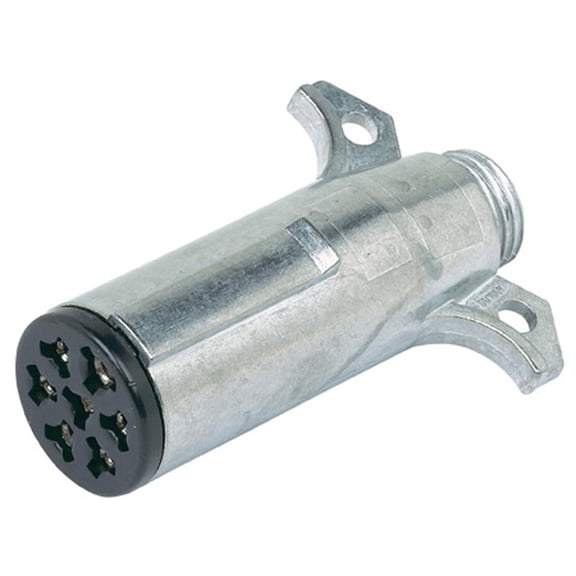 Hopkins Towing Solutions 7-Pole Round Trailer End Connector 52024 - Heavy Duty - Gray