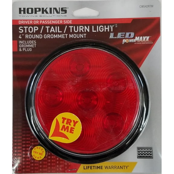 Hopkins Towing Solutions LED 4in Sealed Round Stop-Tail-Turn Light Kit, C542RTM
