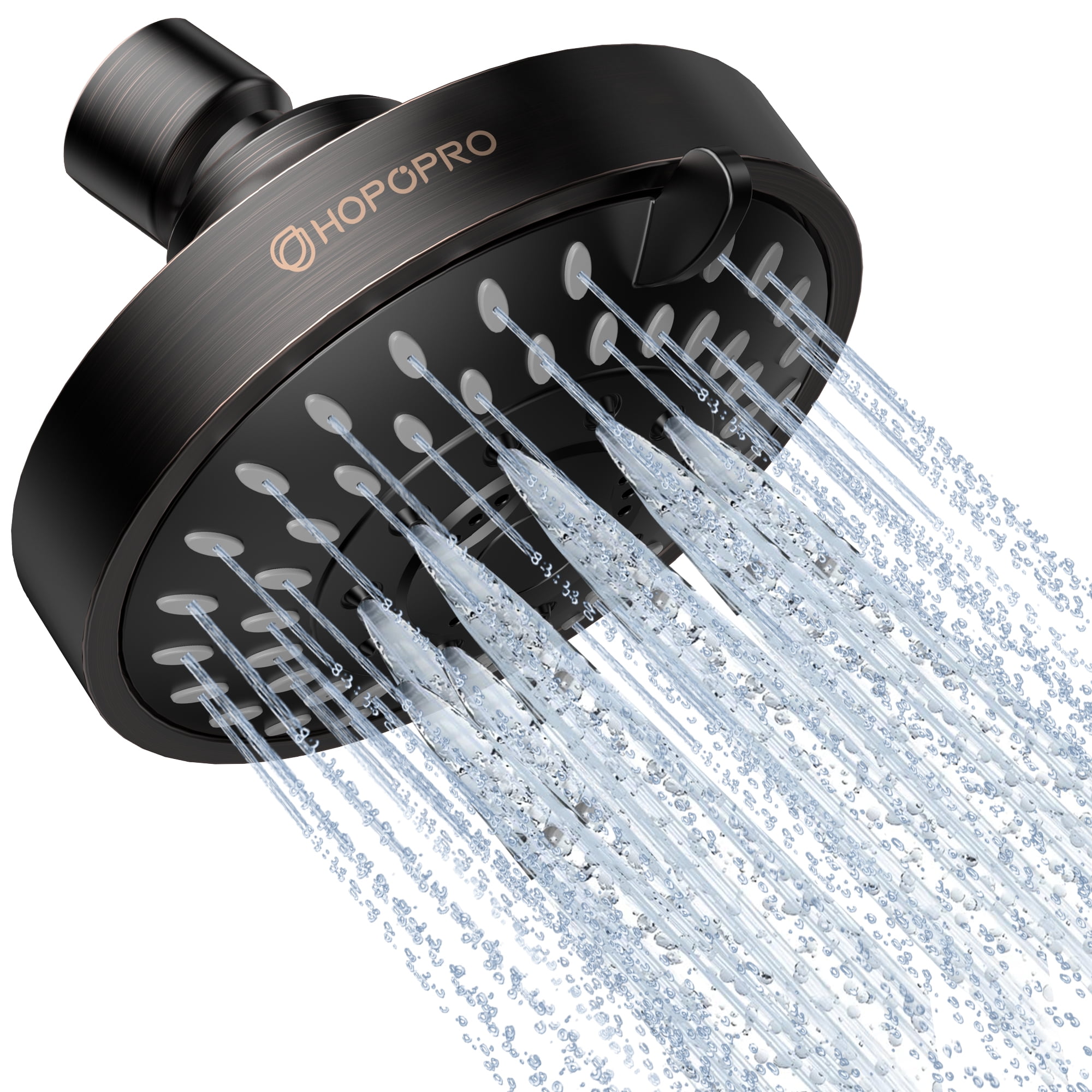 Hopopro 5-Settings High Pressure Fixed Shower Head with 360 Adjustable Swivel Ball Joint, Powerful Water Spray  Showerhead