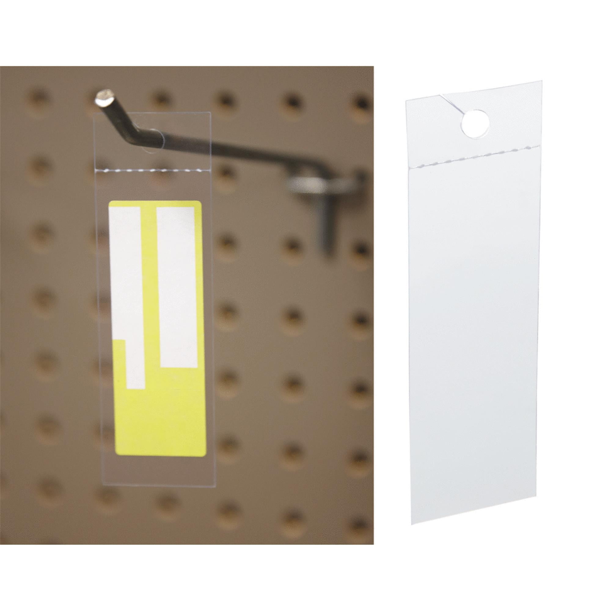 Hopp 4 In. Clear Plastic Peg Hook Label Holder (250Pack)