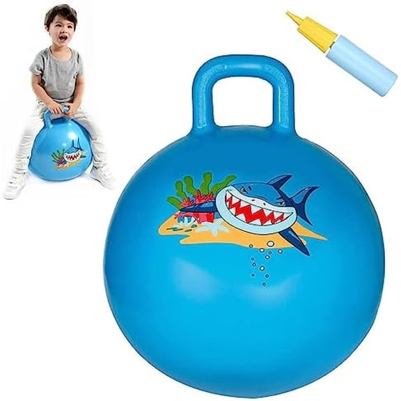 Hopper Ball, 18 Inches Bouncy Ball with Handles, Bouncing Bounce Balls Hopper, Inflatable Jumping Hopping Toys for Kids Ages 3-6, Hoppity Hop Girls Boys Gifts, Pump Included