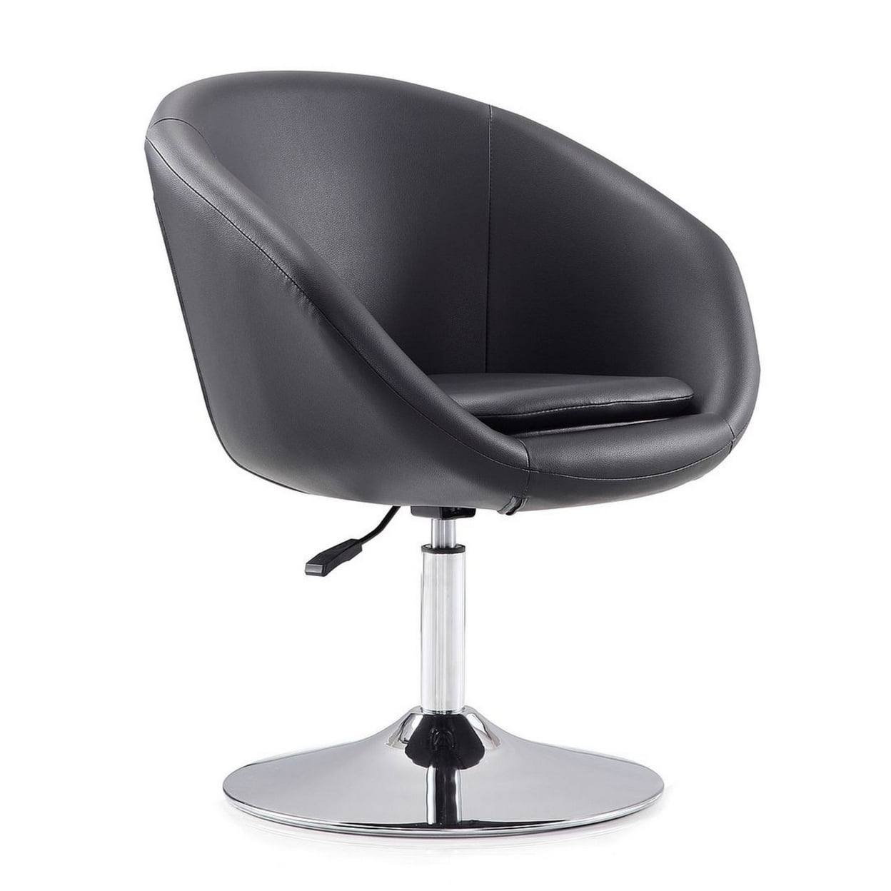 Black Faux Leather Swivel Chair with Chrome Base