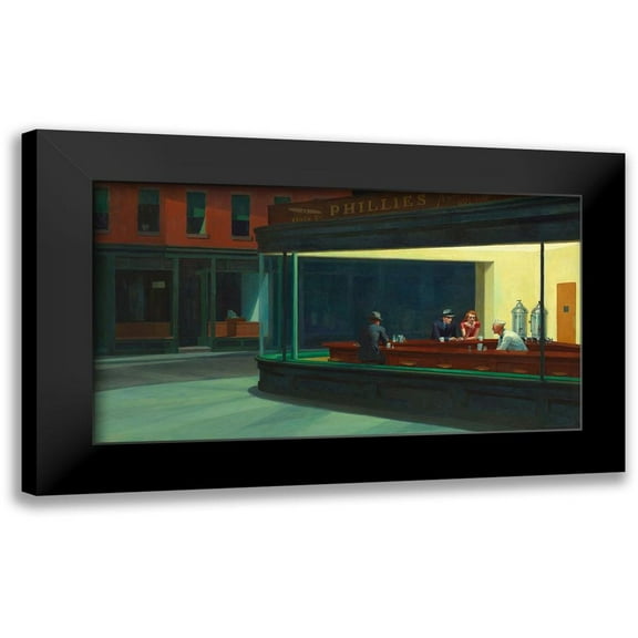 Hopper, Edward 14x9 Black Modern Framed Museum Art Print Titled - Nighthawks