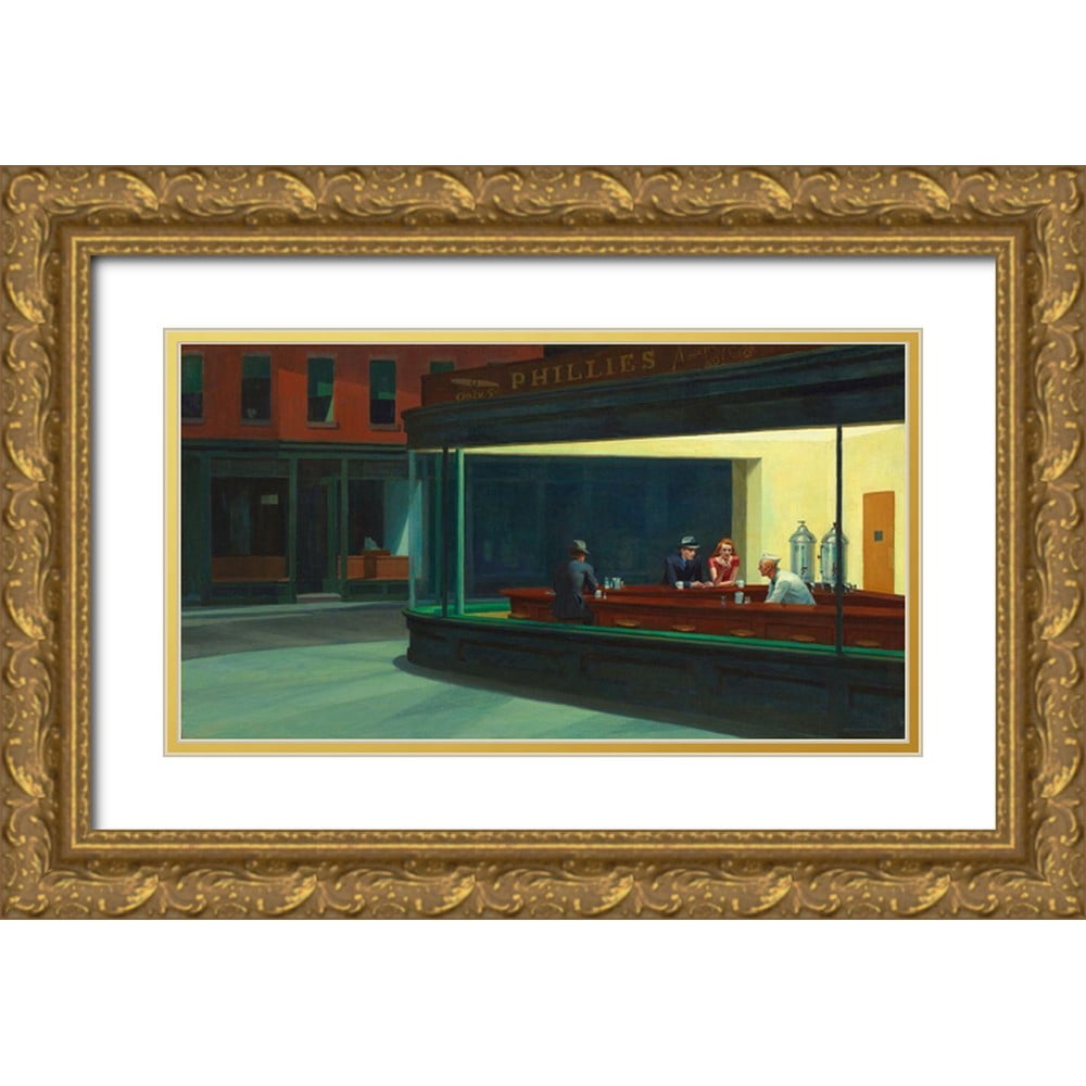 Hopper, Edward 32x19 Black Ornate Wood Framed with Double