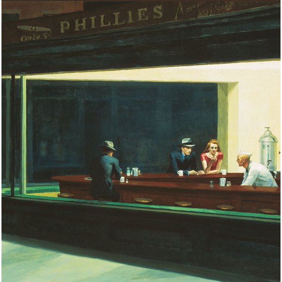 Hopper-Nighthawks-Detail Poster Print - Collection Masters (24 x 24)