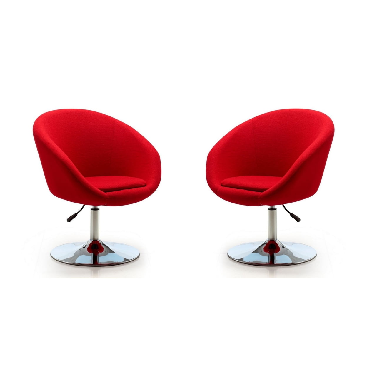 Red and Chrome Adjustable Swivel Metal Accent Chair