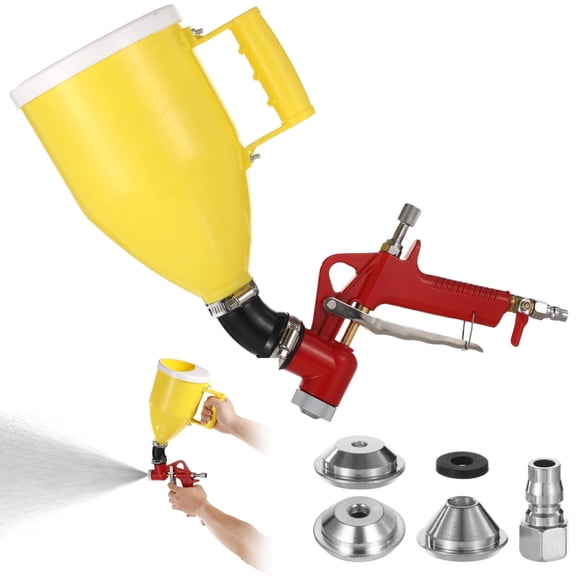 Hopper Spray Gun For Drywall Texture, Pneumatic Sprayer With Bent Tube, 0.8 Gallon Plastic Container, 3 Interchangeable Nozzles For Wall, Ceiling Stucco, Plaster, Waterproof Coating