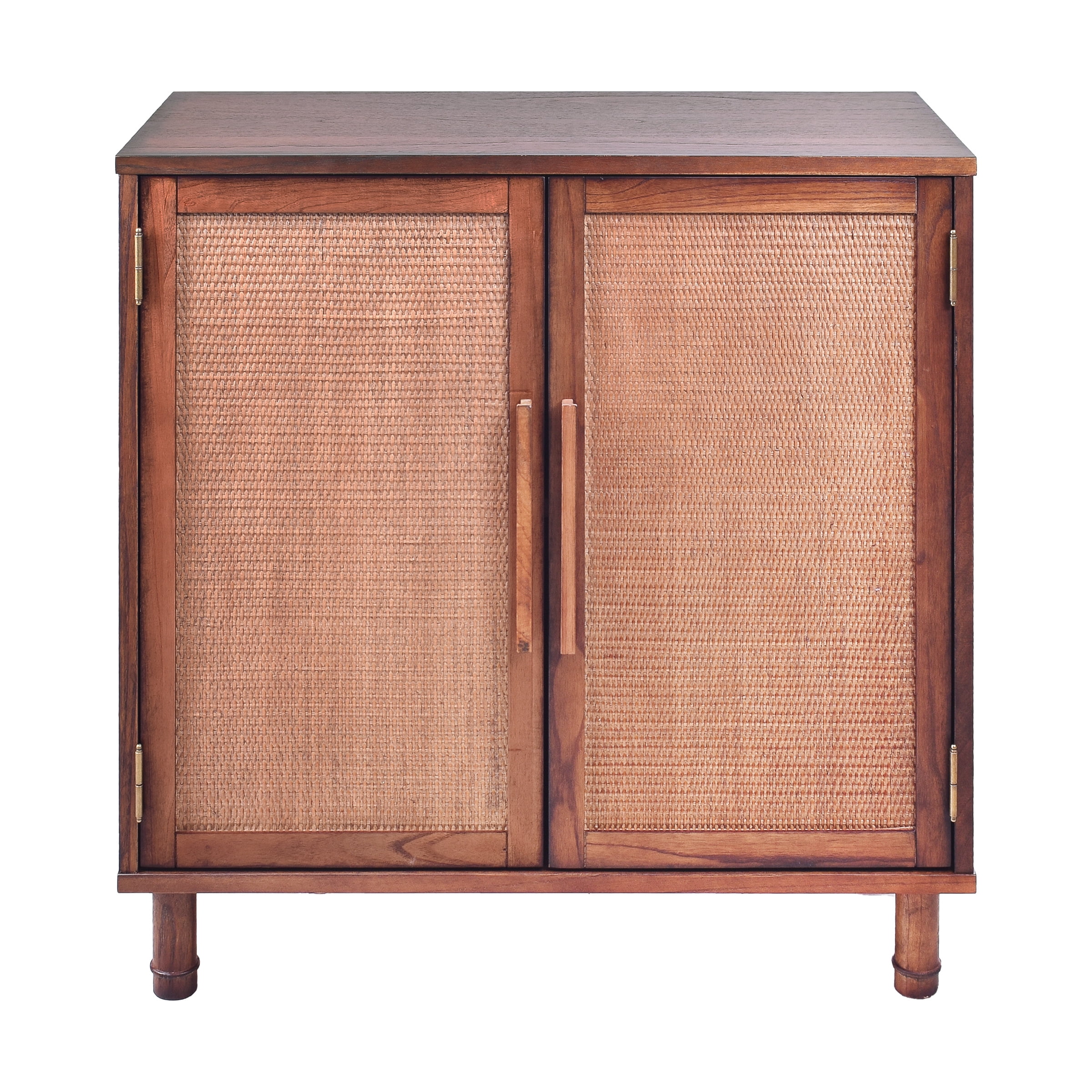 Delancey Brown 34" Wood and Rattan 2-Door Cabinet