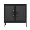 thumbnail image 1 of Hopper Studio Sophia Wooden 2-Door Accent Cabinet, Black with Rattan Doors and Adjustable Shelf, 1 of 8
