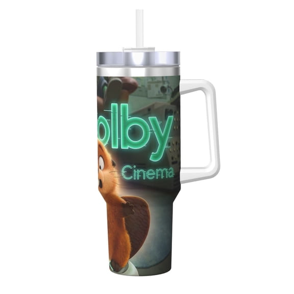 Hoppers Movie 40 OZ Ice Bully Cup with Handle Straw, Double Wall Stainless Steel Tumbler Travel Coffee Cup with Lid, Insulation and Cooling Cup for Birthday Present