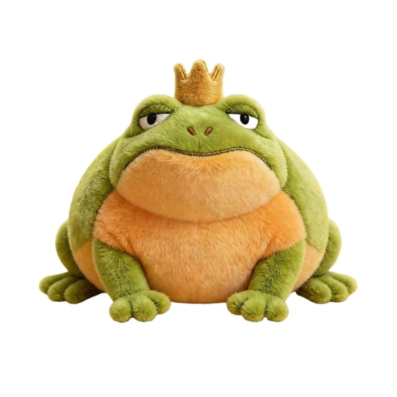 Hoppers Movie Frog Prince Plush Stuffed Animal, 10-Inch Royal Toad Plushie with Gold Crown, Soft Green Bullfrog Cuddle Toy for Home Decor & Gifting