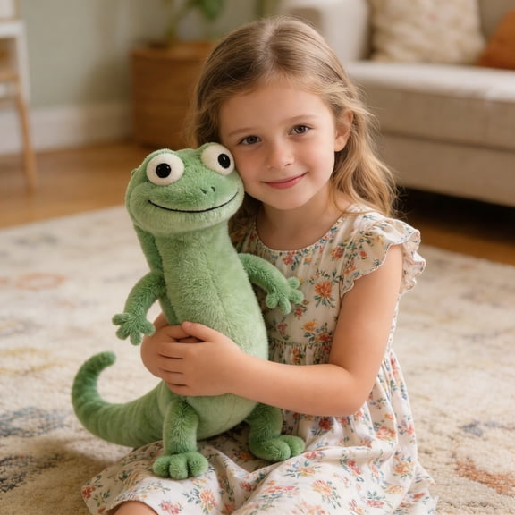 Hoppers Plush Toys - Green Tom Lizard Stuffed Figurine, 9.8" Hoppers Tom Soft Plush Toys, Decorative Cute Plushies for Living Room, Shelf & Tropical Home Decor, Birthday Gifts for Fans
