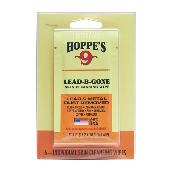 Hoppes, Lead Be Gone Wipe, Disposable, 6 Count, White, LBG6