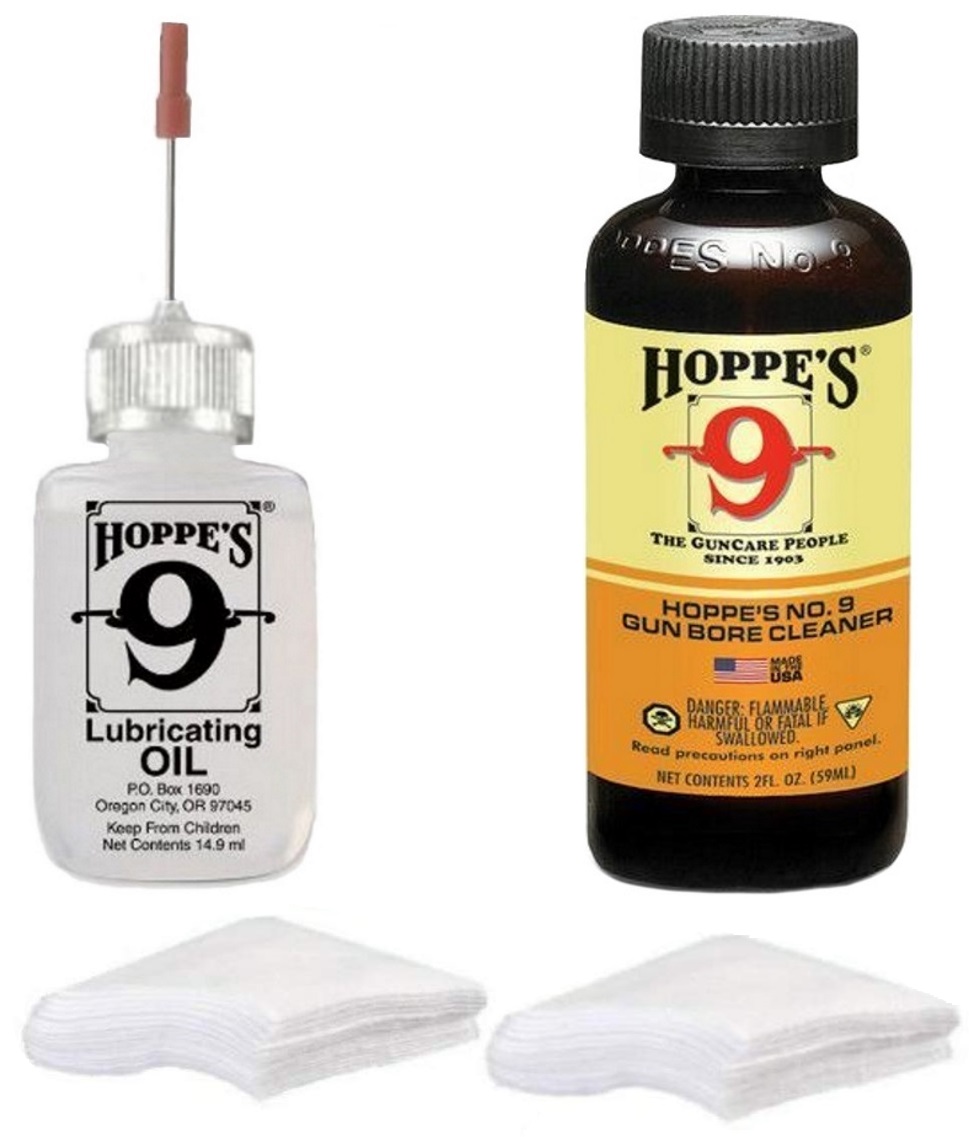 Hoppes No. 9 Gun Bore Cleaner Solvent, Precision Needle Oil, 40 Patches ...