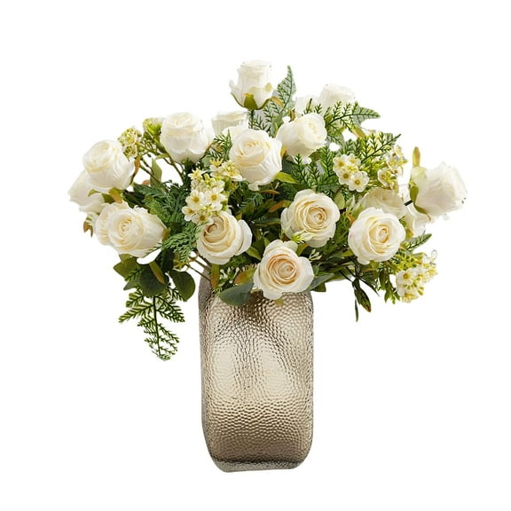 Hoppin Gee Artificial White Rose Flower Bouquet ,For Wedding, Party, Interior Decoration