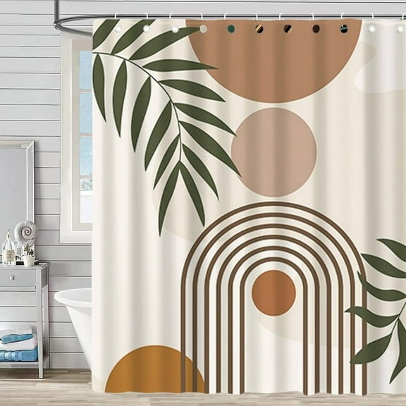 Hoppin Gee Bohemian Style Polyester Shower Curtain,72“ x 72” with 12 Hooks,Waterproof and Mildew Resistant, Machine Washable