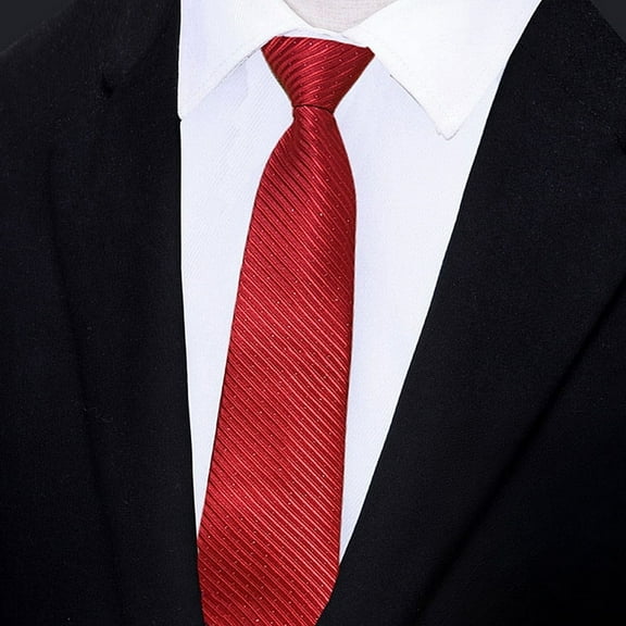 Hoppin Gee Men's Red Striped Zipper Necktie, For Wedding, Business, Party Occasions.