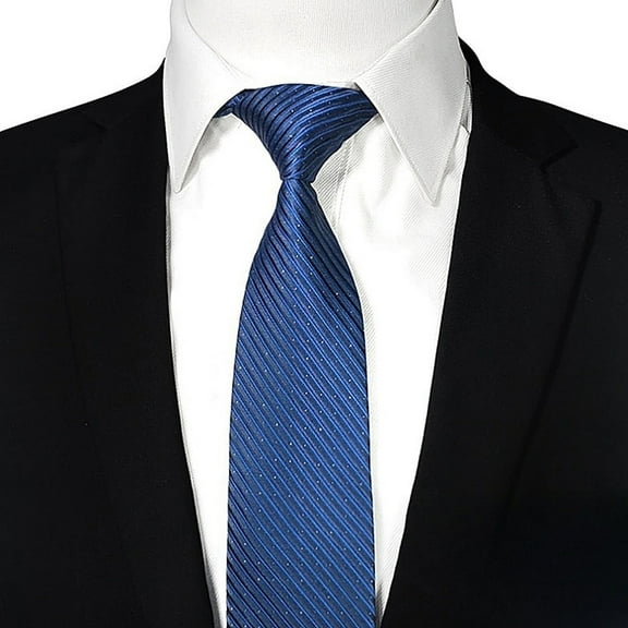 Hoppin Gee Men's Zipper Tie,Men's Navy Blue Striped Neckties,Party Decoration Accessories