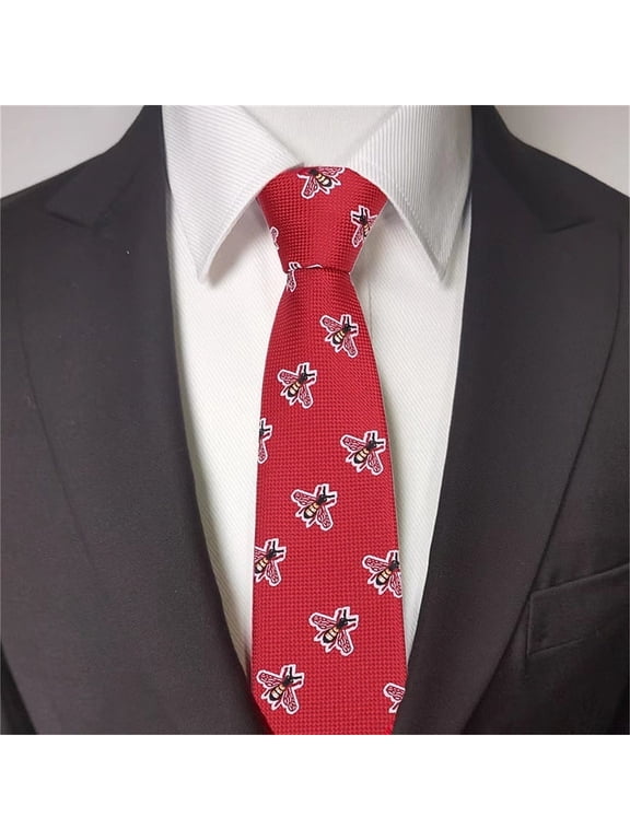 Mens Necktie Men's Ties Solid Red Bee Pattern Necktie Men's Ties For Shirts