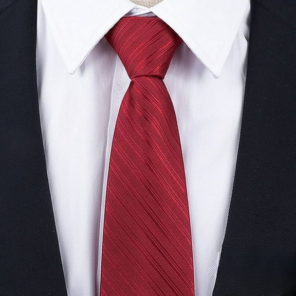 Hoppin Gee Mens tie 8cm Slim Skinny Solid Necktie Red pinstripe Necktie Men pinstripe  Tie Party Wedding