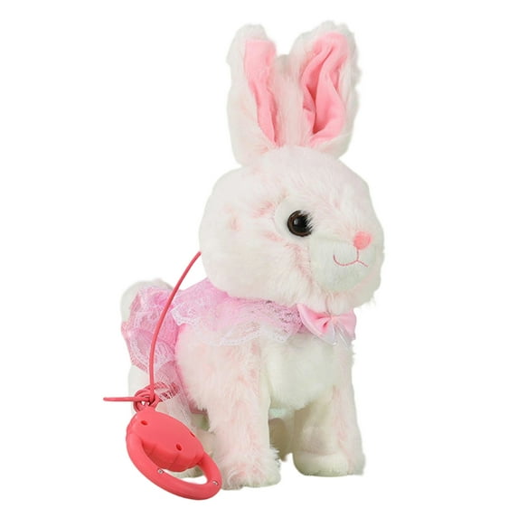 Hopping Bunny Toy, 11.8" Cute Bunny Stuffed Animal Soft Dolls, Realistic Electronic Rabbit Toys with Remote Control Leash, Sings & Walks Perfect Gifts for Teens B