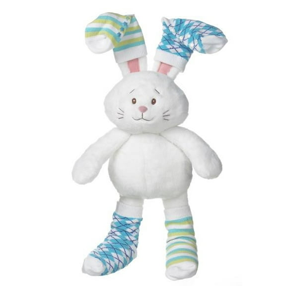Hoppity Blue Socks  Bunny Plush by Baby Ganz  -White Rabbit Plush