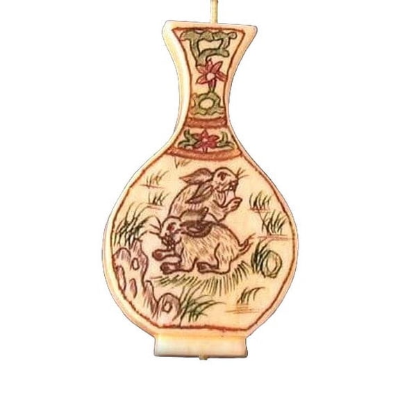 Hoppity Scrimshaw Carved Bunny Rabbit Focal Bead | 38x20x4mm | 1 Bead |