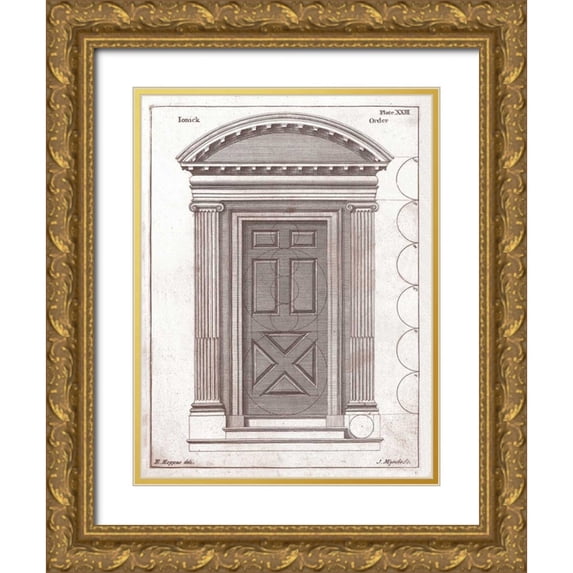 Hoppus, Edward 12x14 Gold Ornate Wood Framed with Double Matting Museum Art Print Titled - Door, Ionic Order