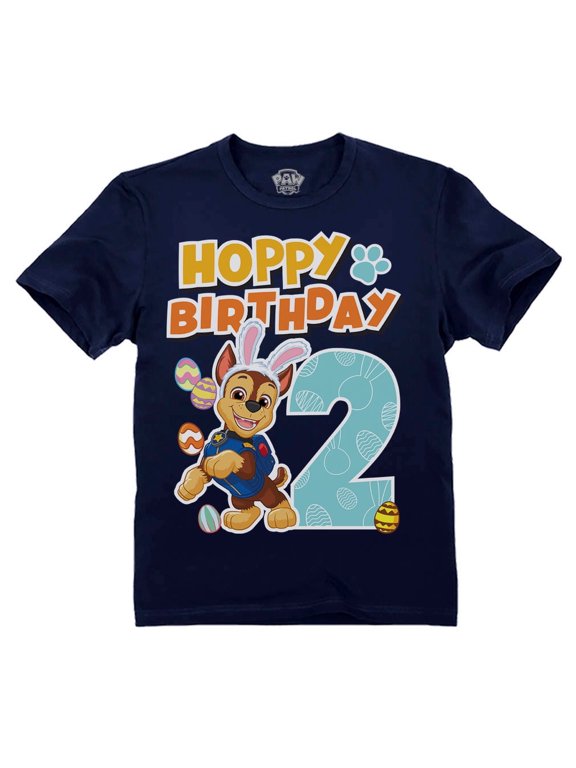 Hoppy 2nd Birthday Paw Patrol Chase Toddler Boys' Easter Bunny Kids T-Shirt Toddler Kids T-Shirt 4T Navy