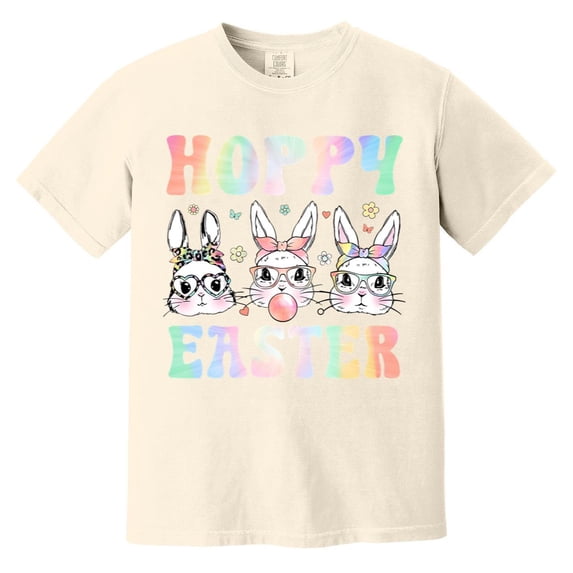 Hoppy Easter Funny Bunny Pun Holiday Animal Graphic Comfort Color T-Shirt