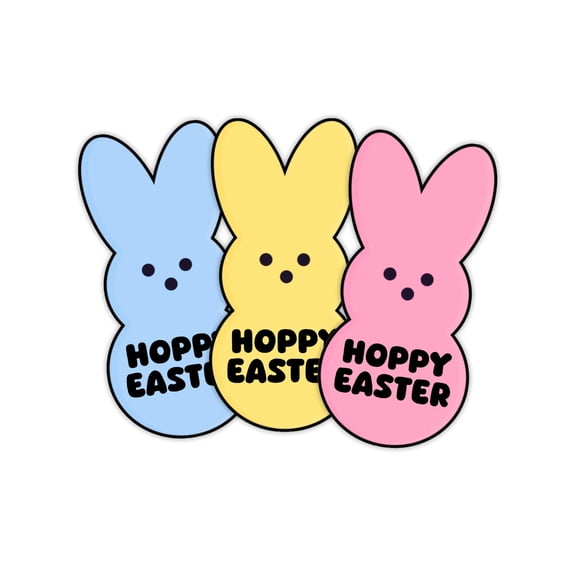Hoppy Easter Marshmallow Candy Pep Bunny Scrunchie Hair Tie Holders 15pk for Basket Blue, Pink, Yellow Mix Bulk Girls Teen Trendy Party Favor