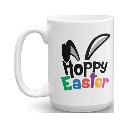 Hoppy Easter Rabbit Bunny Ears Ceramic Coffee & Tea Gift Mug (15oz)