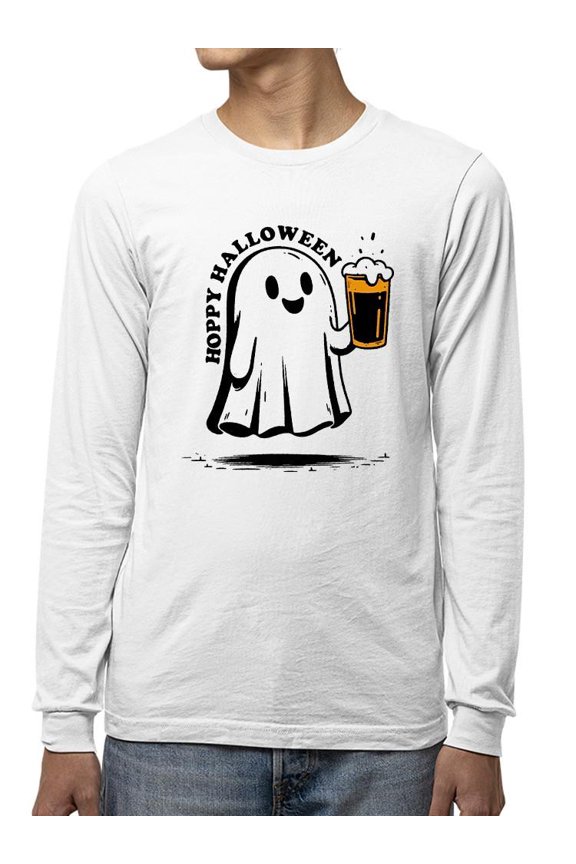 Hoppy Halloween Beer Ghost Graphic - Men's Long Sleeve