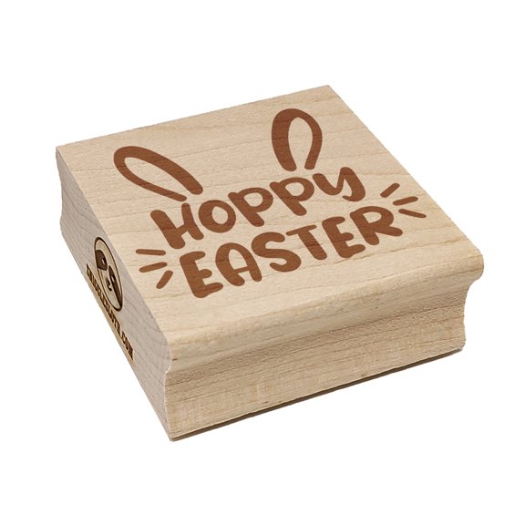 Hoppy Happy Easter Bunny Ears Square Rubber Stamp Stamping Scrapbooking Crafting - Small 1.25in