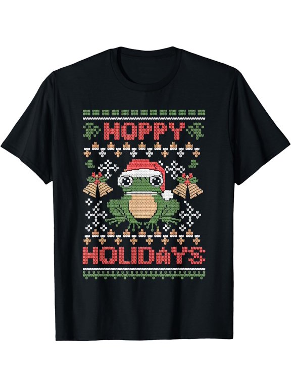Hoppy Holidays - Funny Ugly Christmas Frog Sweater T-Shirt