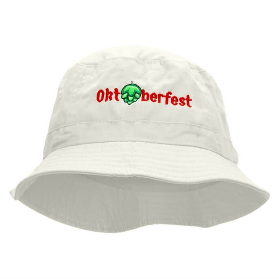 Hoppy Oktoberfest Embroidered Bucket Hat - White OSFM