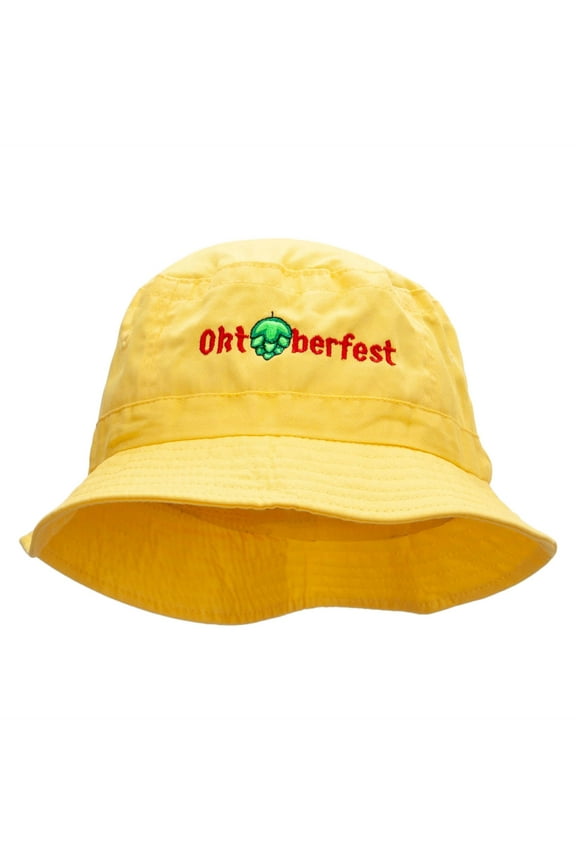 Hoppy Oktoberfest Embroidered Bucket Hat - Yellow OSFM
