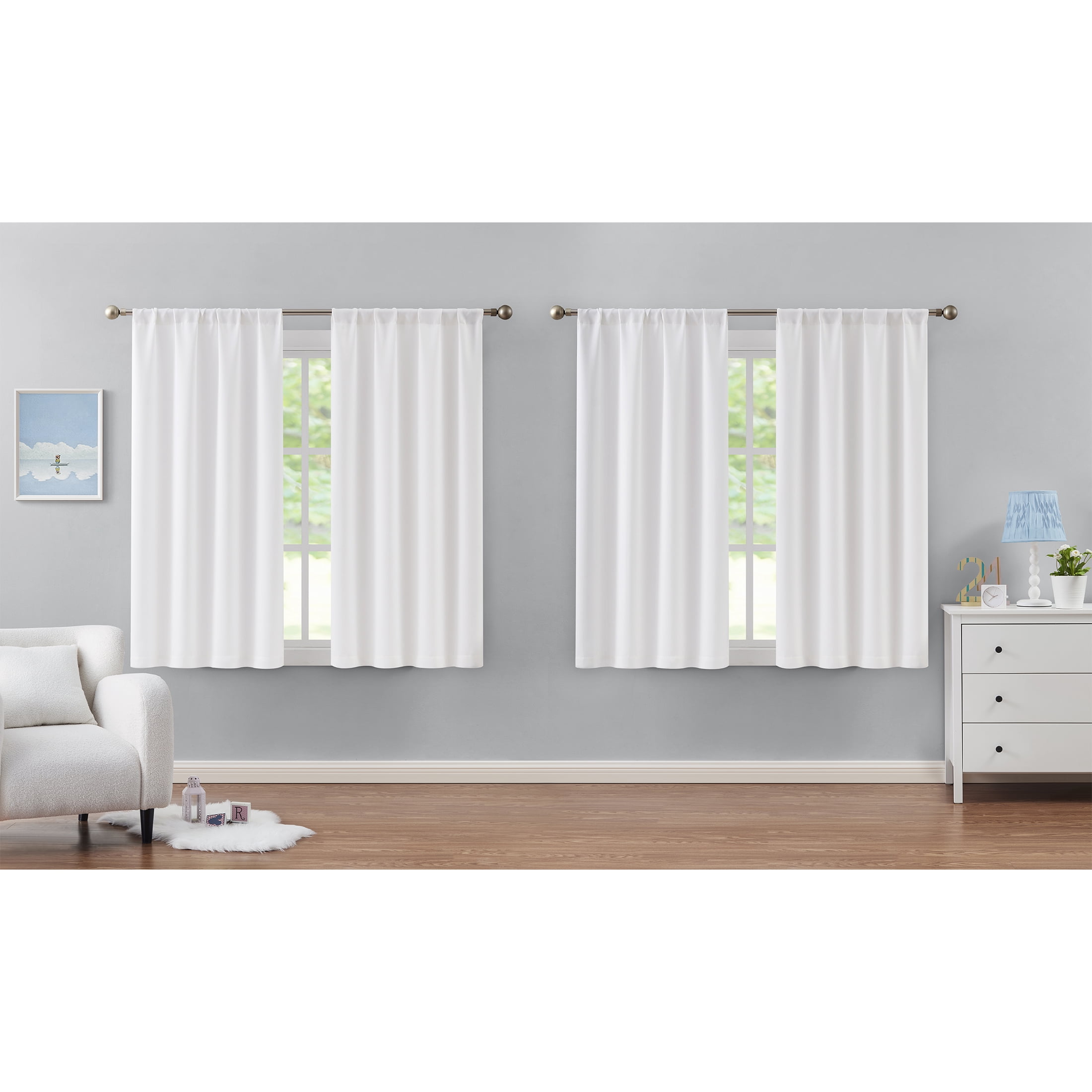 White Rod Pocket Blackout Curtains