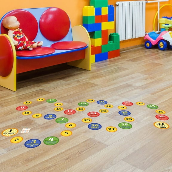 Hopscotch Floor Decal Stickers | Indoor DIY PVC Game Set | Reusable Easy Peel Adhesive | High-Definition Self-Adhesive Wallpaper | Motor Skill Activity | Playroom Home Decor | 1 Pack