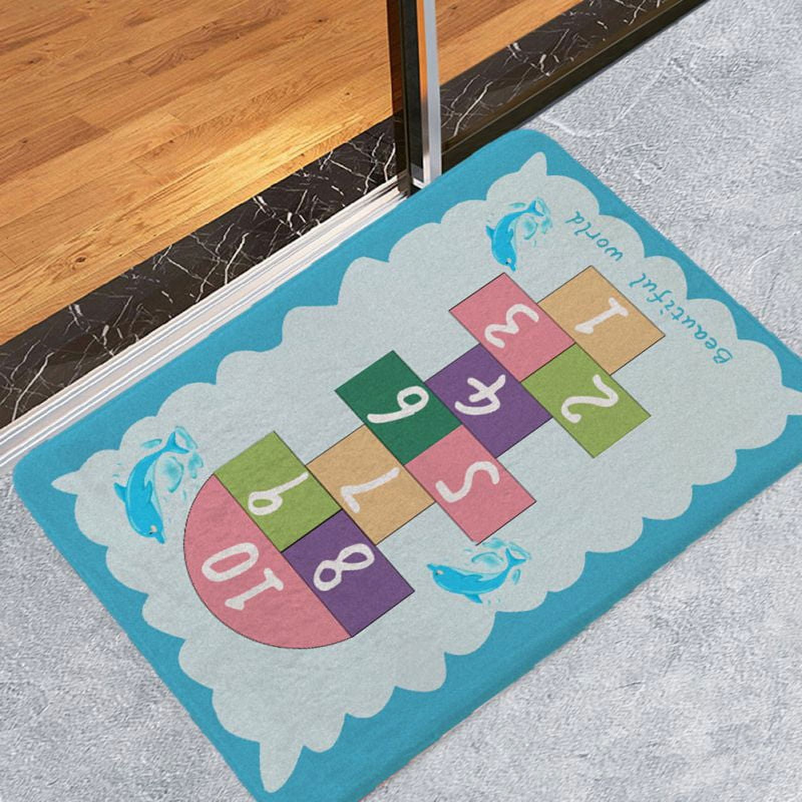 Hopscotch Kids Runner Rug Soft Plush Play Mat Non-Slip Garden Numbers ...