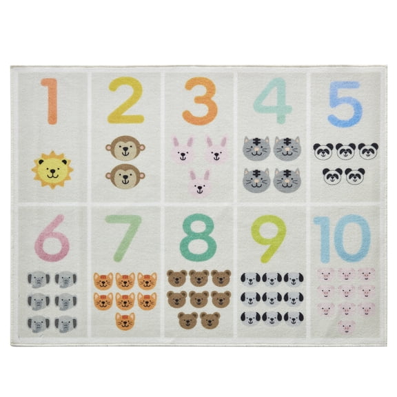 Hopscotch Numbers Animal Educational Indoor Playmat Rug, Multi-color, 36" x 48"
