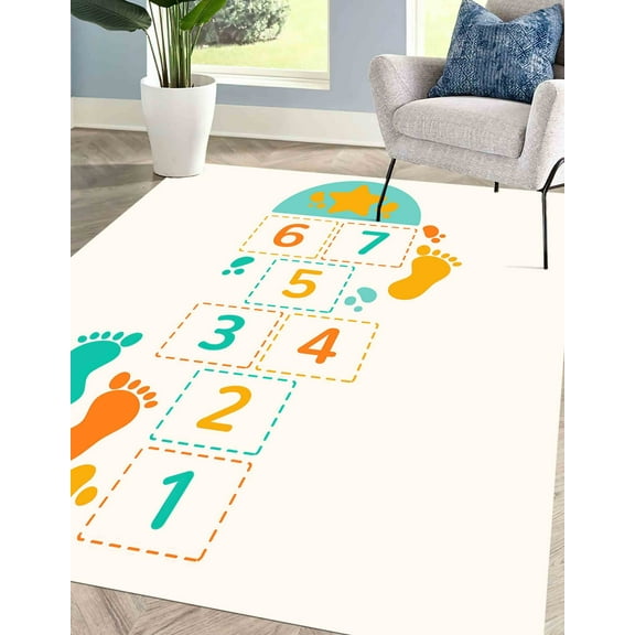 Hopscotch Pattern Kids Rugs, Colorful Rug, Personalized Kids Rugs, Children Rug, Door Mat, Nursery Rug, Small Rug, Area Rug, Girl Room Rug, 3.3'x6.5' - 100x200 cm