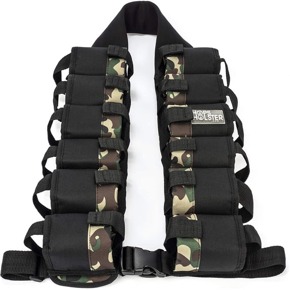 Hopsholster Ultimate Party Drink Carrier Vest: Holds 12 Cans, Insulates Beverages for Cool Refreshment - Perfect Party Tailgating Gift for Sports or BBQ Parties - Camouflage Design