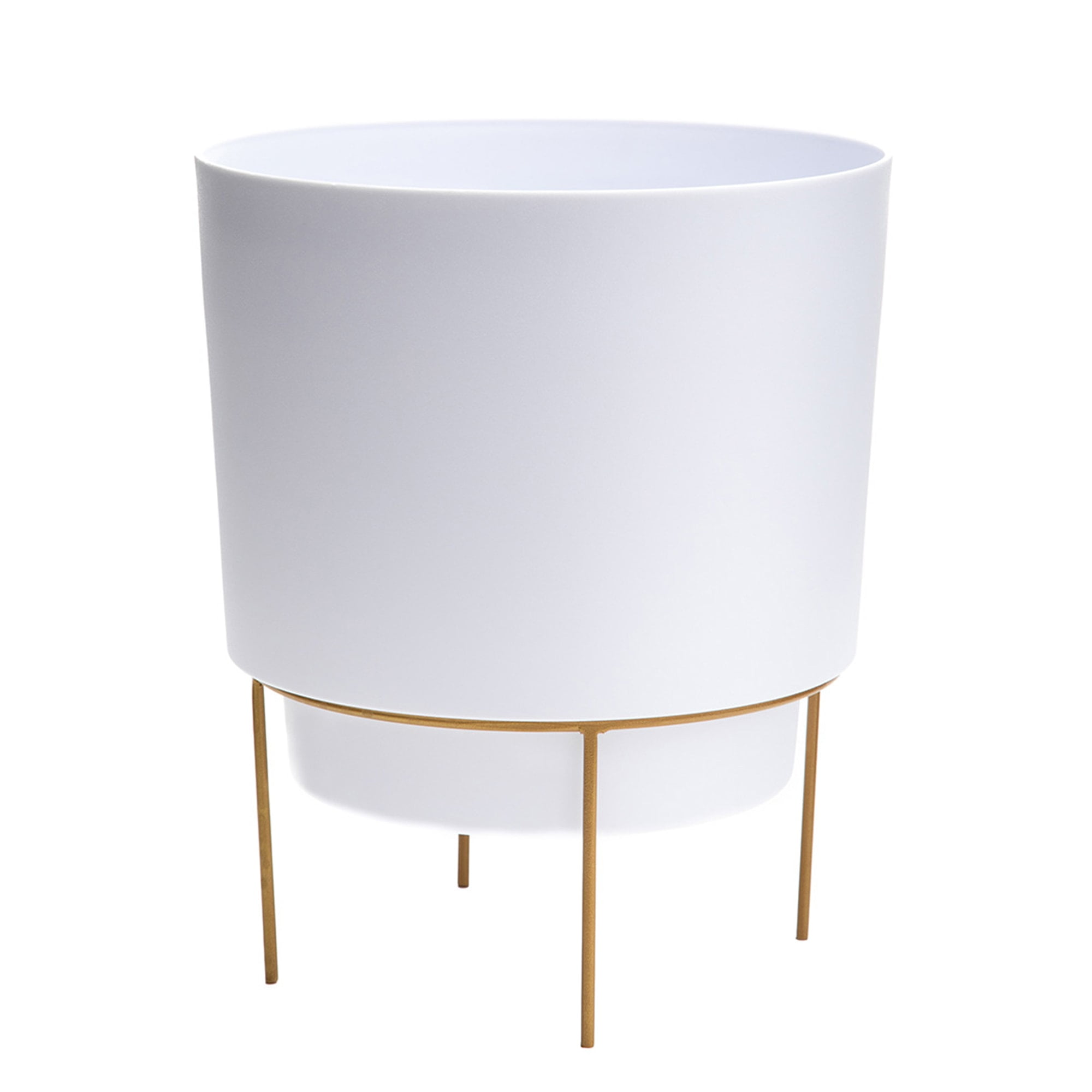 Casper White 14" Resin Planter with Gold Metal Stand
