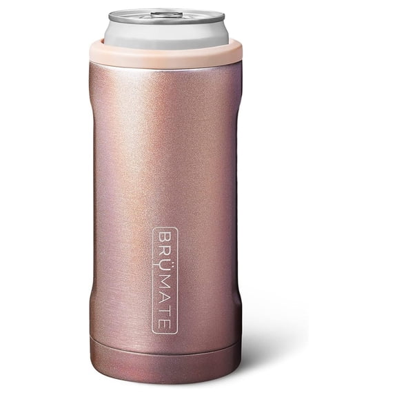 Hopsulator Slim Can Cooler - 12oz Slim Can Insulator | Stainless Steel Drink Holder for Hard Seltzer, Beer & Soda (Rose Gold)