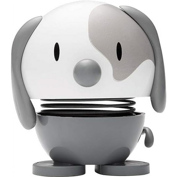Hoptimist Dog Bumble, Home Decor Ornament - Scandinavian Design, Plastic W/Metal Spring, Small - Creates Cheerful Movement- (Cool Grey)