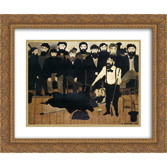 Horace Pippin 2x Matted 24x20 Gold Ornate Framed Art Print 'The Trial Of John Brown'