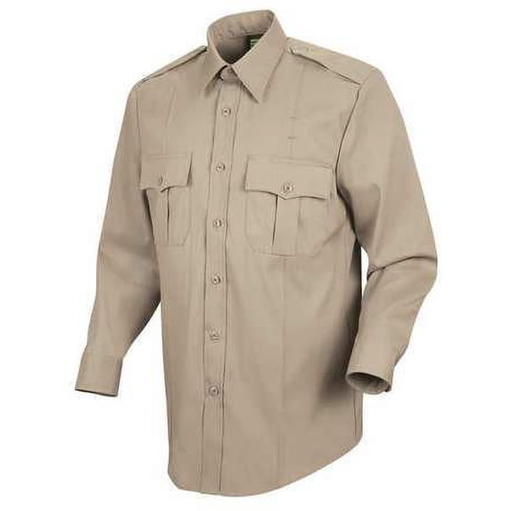 (Price/Pcs)Horace Small HS11-1 Men's New Dimension Poplin Uniform Long Sleeve Shirt-Silver Tan-18.5-35