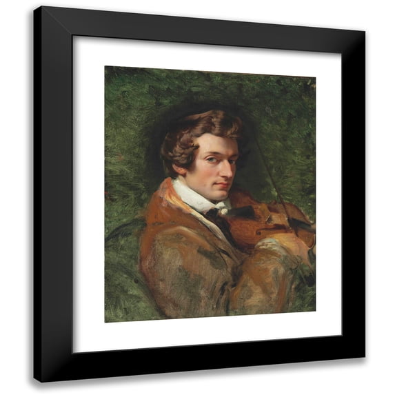 Horace Vernet 12x14 Black Modern Framed Museum Art Print Titled - Portrait of Charles Auguste De Beriot