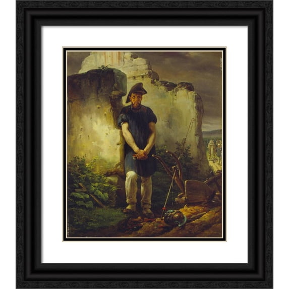 Horace Vernet 15x17 Black Ornate Wood Framed Double Matted Museum Art Print Titled - Peace and War (1820)
